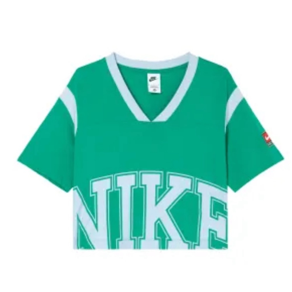 Nike Green and White Crop Top